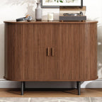 Buffet Cabinet with Storage, Fluted Sideboard Buffet with Sliding Door, Coffee Bar Cabinet with Adjustable Shelf, Console Table, Accent Table for Entryway, Kitchen (Walnut, 40 Inch)