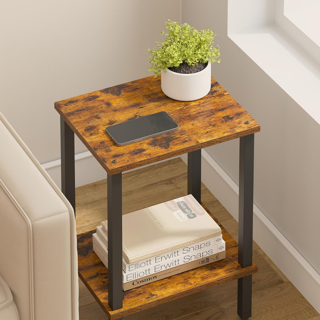 TUTOTAK End Table, Set of 2, Side Table, Nightstand, 2-Tier Storage Shelf, Sofa Table for Small Space, Living Room, Bed Room TB01BB035
