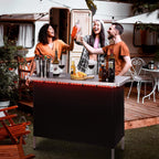 43" Long Portable Bar Table with Remote-Controlled Multi-Color LED Lights, Foldable Mobile Bartender Table for Party, 43"x33"x15" Storage Shelf, Waterproof MDF Top & Removable Skirt (Black)