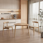 Acanva Modern Small Triangle Dining Room Table for Kitchen Compact Space, Farmhouse Dinner Tables with MDF Top and Wooden Legs, Natural Oak