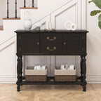 Farmhouse Console Table with Storage, Narrow Entryway Table with 2 Drawers & 2 Door Cabinets, Sofa Table Behind Couch with Shelf for Living Room, Entryway