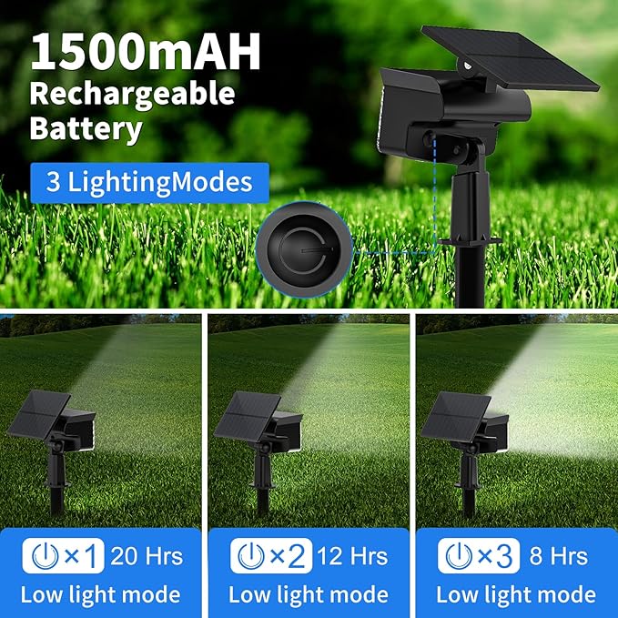 WELALO Solar Spot Lights Outdoor, [10 Pack/3 Modes] Solar Landscape Spotlights, Adjustable Solar Powered Security Lights, IP65 Waterproof Wall Lights for Walkway, Yard, Garden, Driveway (Cool White)