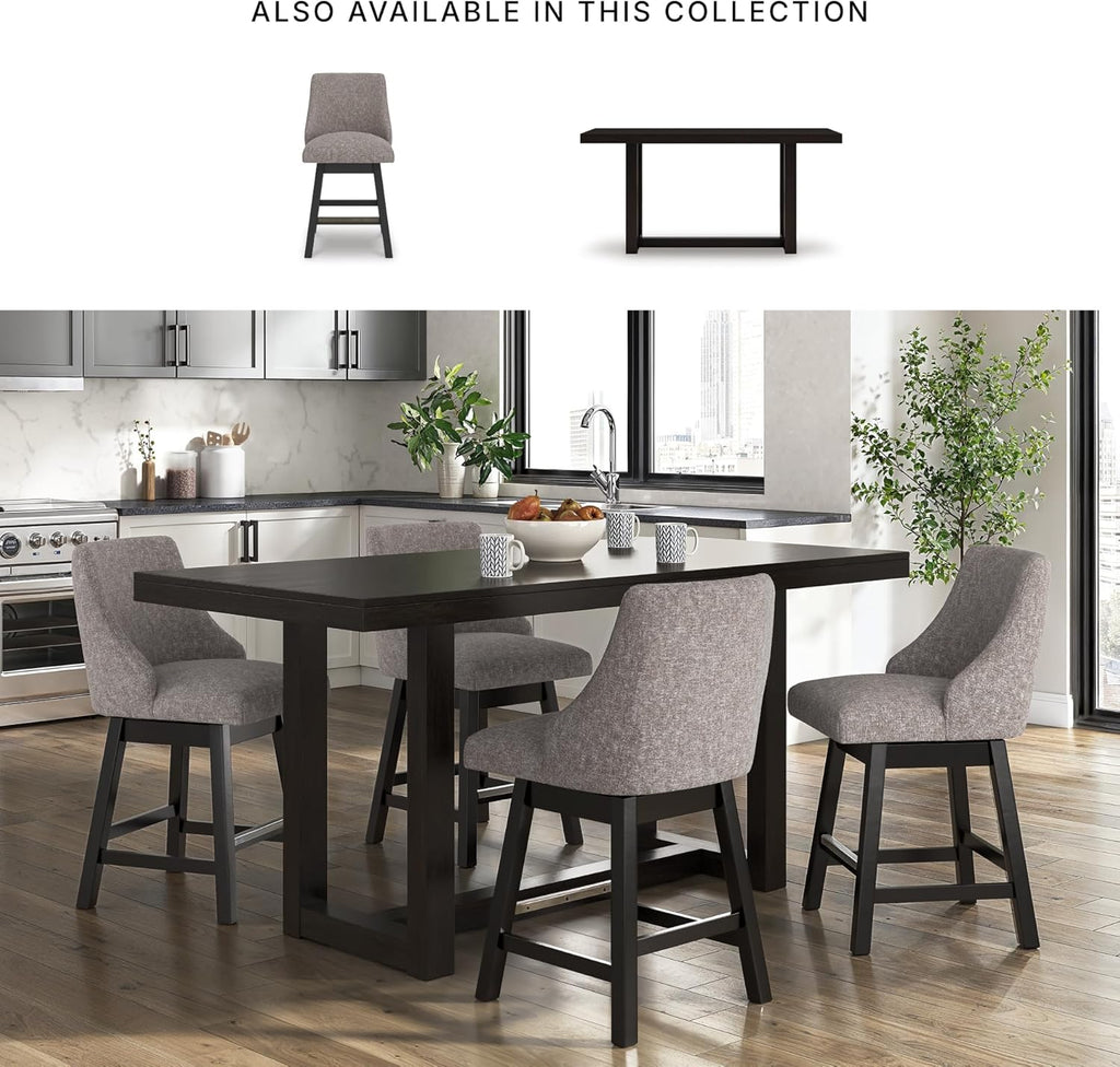 Signature Design by Ashley Neymorton Modern Counter Height Dining Table with Trestle Base, Thick Top Profile, Mango Veneer, Dark Brown Finish, Seats 4