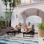 THOEOE Patio Chaise Lounge Chair,HDPE Lounge Chair Outdoor with Wheels | Oversized pool lounge chairs with cup holder, 5 adjustable position for patio,outside,pool,deck