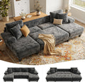 Txtin's Sleeper Sofa with Pull Out Couch Bed | 112 Inch Couches for Living Room | U-Shaped Convertible Sofa Bed | Chenille Dark Grey