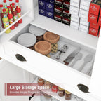 Tall Free Standing Kitchen Pantry Storage Cabinet, Wooden Farmhouse Style, Deep Organization for Kitchen