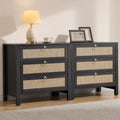 SICOTAS Rattan Nightstand Set of 2 with Drawers, Boho Large Bedside Tables | Wide Night Stand Set of 2 with 3 Drawers, Bedside Tables for Bedroom, Guest Room, Apartment, and Dorm Room, Bedroom Storage