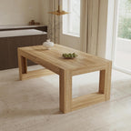 FUFU&GAGA Large Farmhouse Dining Table for 6-8 People, 78.7” Rectangular Wood Dinner Table for Kitchen Dining Room Conference Room, Natural Oak, 78.7”W x 39.4”D x 29.5”H