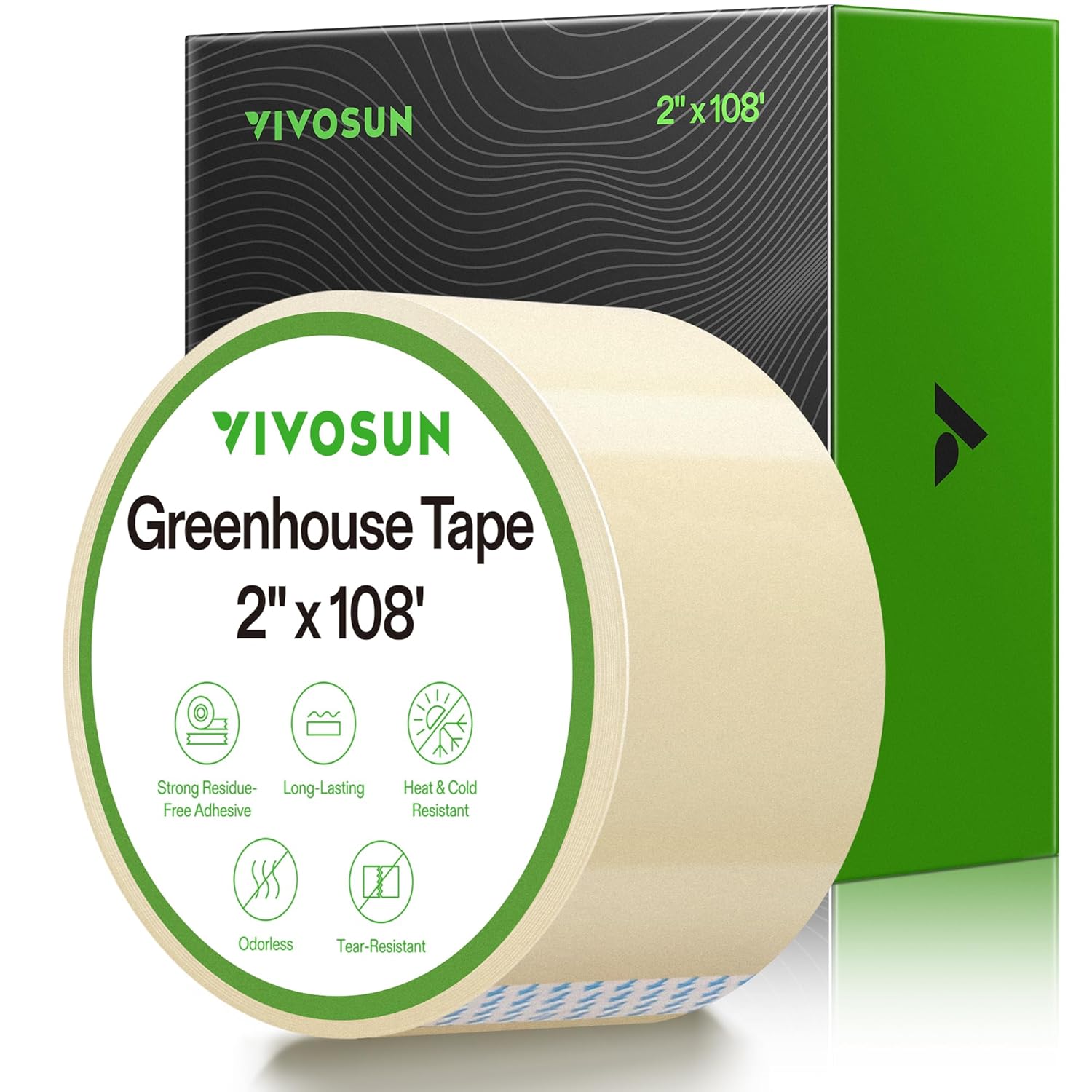 VIVOSUN Greenhouse Repair Tape, 6.3 mil 2" x 108' Weatherproof Clear Poly Patch Tape, Heavy Duty Greenhouse Sheeting Coverings Film Tape for Plastic Sheeting and Tents