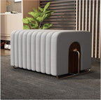 Modern Upholstered Pu Leather Bench Ottoman,Modern Tufted Long,Faux Fur Entryway with Metal Legs,end of Bed for Livingroom Entryway(Orange)