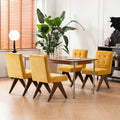 Rowill Modern Upholstered Dining Chairs Parsons Chair Linen Fabric Kitchen Chairs Tufted Armless Dining Room Chairs with Wood Legs Set of 4, Yellow