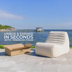 Big Joe Solvana Outdoor Ottoman, Performance Linen Weather-Resistant Fabric, Ottoman Only, Sunlit Cream
