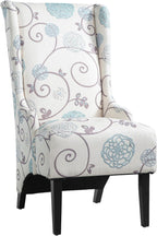 Christopher Knight Home Micua Luxury Upholstered Dining Chair with Floral Fabric Accent, Dining Room Chair with High Wingback, Comfy Living Room Chair and Birch Wood Legs, Extra Seating, Beige + Black