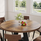 Tribesigns 47 inch Round Dining Table Wood Kitchen Table for Dining Room, 47" Dinner Room Tables for 4-6, Farmhouse Accent Furniture with Wooden Tabletop and Cross Base, Rustic+Black