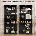 BROTTAR 71" Tall Display Cabinet with Glass Door and 3-Color Lights, Black