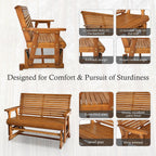 Fortune Candy Wooden Patio Glider with High Roll Back and Deep Contoured Seat, Solid Fir Wood, 2-Seater, Heavy Duty 800 LBS, 4 Ft. (Cedar Tone PU)