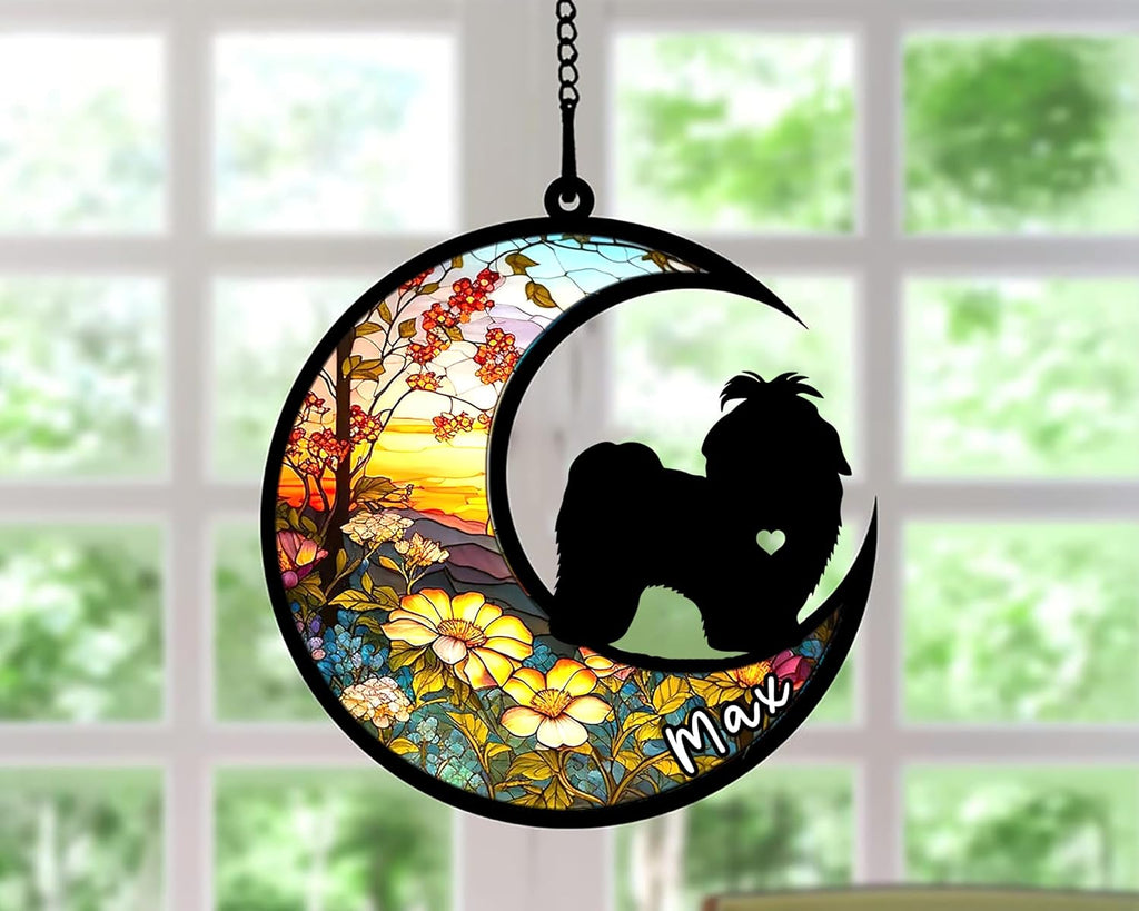 Personalized Dog Memorial, Custom Name Shih Tzu Dog Christmas Ornament with Name, Custom Breeds, Pet Loss Light Catcher, Gifts for Lovers Loss of Pet Sympathy on Mothers Day Christmas