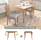 Merax Farmhouse Wood 3-Piece Multifunctional Dining Set, 45.6 inch Extendable Table with Drop Leaf, 2 Upholstered Chairs for Kitchen, Small Space, Natural