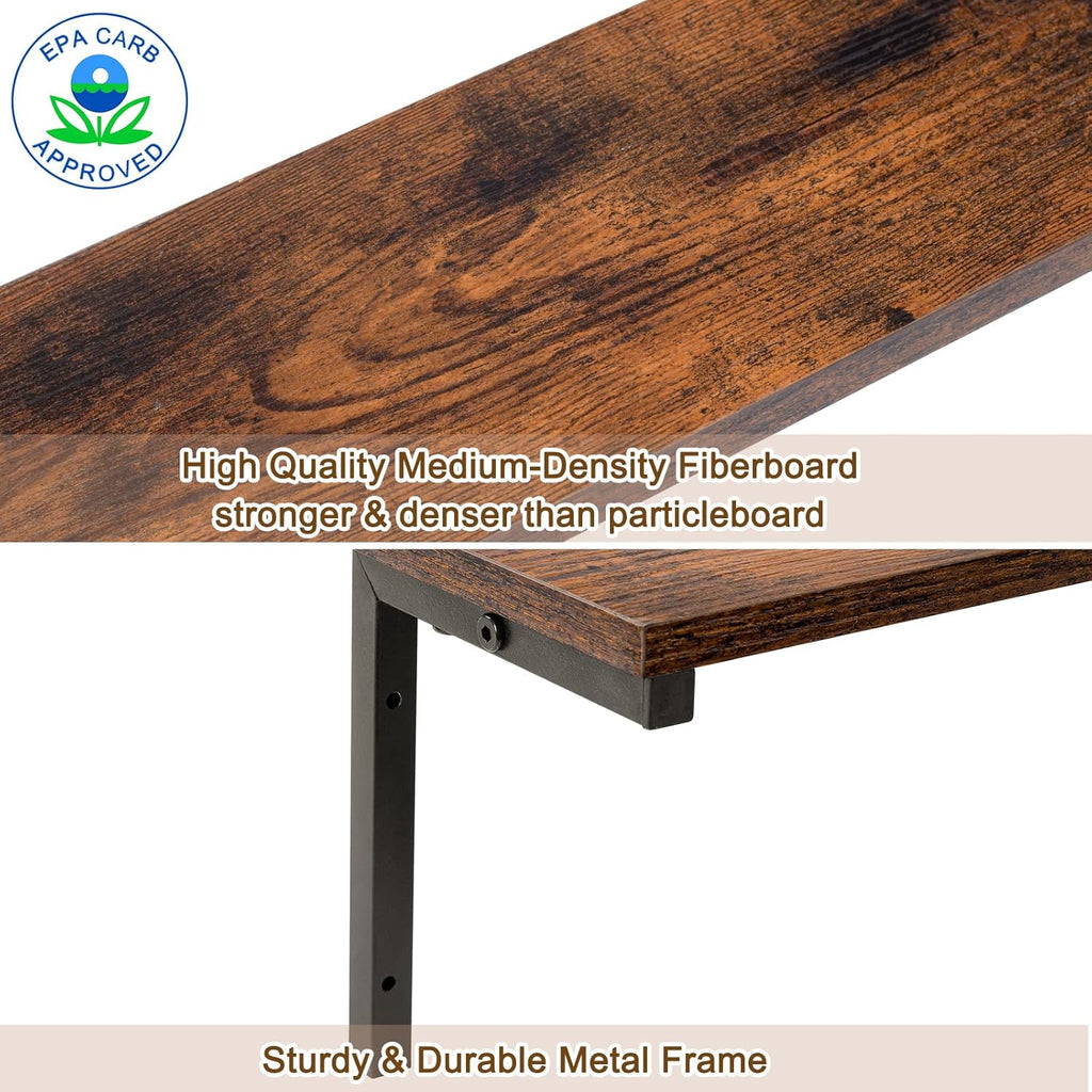 70.8" Narrow Console Table with Outlet, 5.9" Sofa Table Behind Couch Wall Mounted, 2 Pack with 4 Power Outlets 4 USB-C Ports 4.9ft Cord for Entryway, Hallway, Living Room, Rustic Brown