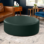 Jaxx Candler Round Couch Ottoman – Oversized Giant Coffee Table Ottoman - Versatile Firm Foam Construction - Kid Safe with Removable Cover, 44”, Premium Faux Leather, Hunter Green
