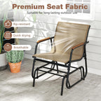 Tangkula 3 Piece Patio Bistro Glider Set, 2 Rocking Chairs w/Tempered Glass Side Table, Patio Furniture Set w/Smooth Rocking Motion, Outdoor Glider Chair Set for Porch, Yard, Balcony