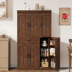 Garvee 70" Tall Kitchen Pantry Storage Cabinet,Modern Kitchen Hutch Cabinet | with Doors and Shelves, Freestanding Food Pantry with Large Storage Drawer for Dining Room and Household Organization