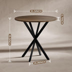 Unovivy 31.5" Small Round Dining Table for 2-4, Space Saving Circle Kitchen Dinner Table, Industrial Mid Century Modern Dining Room Desk for Kitchen, Apartment, Natural Oak