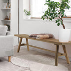Wnutrees 63" Farmhouse Wood Bench, Rustic Solid Wood Dining Room & Entryway Bench Seat for Indoors, Easy Assembly, Natural