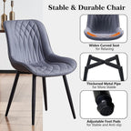 Rowill Dining Chairs Set of 2 Modern Faux Leather Kitchen Chairs with Thickened Metal Frame, Scratch-Resistant Upholstery,Widened Seat & Anti-Slip Pads, Cushioned Backrest for Kitchen,Dusty Blue