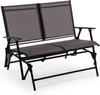 Zedachica 2-Person Outdoor Glider Bench No Assembly Required, Glider Loveseat for Outside Patio with Smooth Rocking, Patio Glider with Steel Frame for Porch Deck Backyard Garden (Loveseat, Darkgrey)