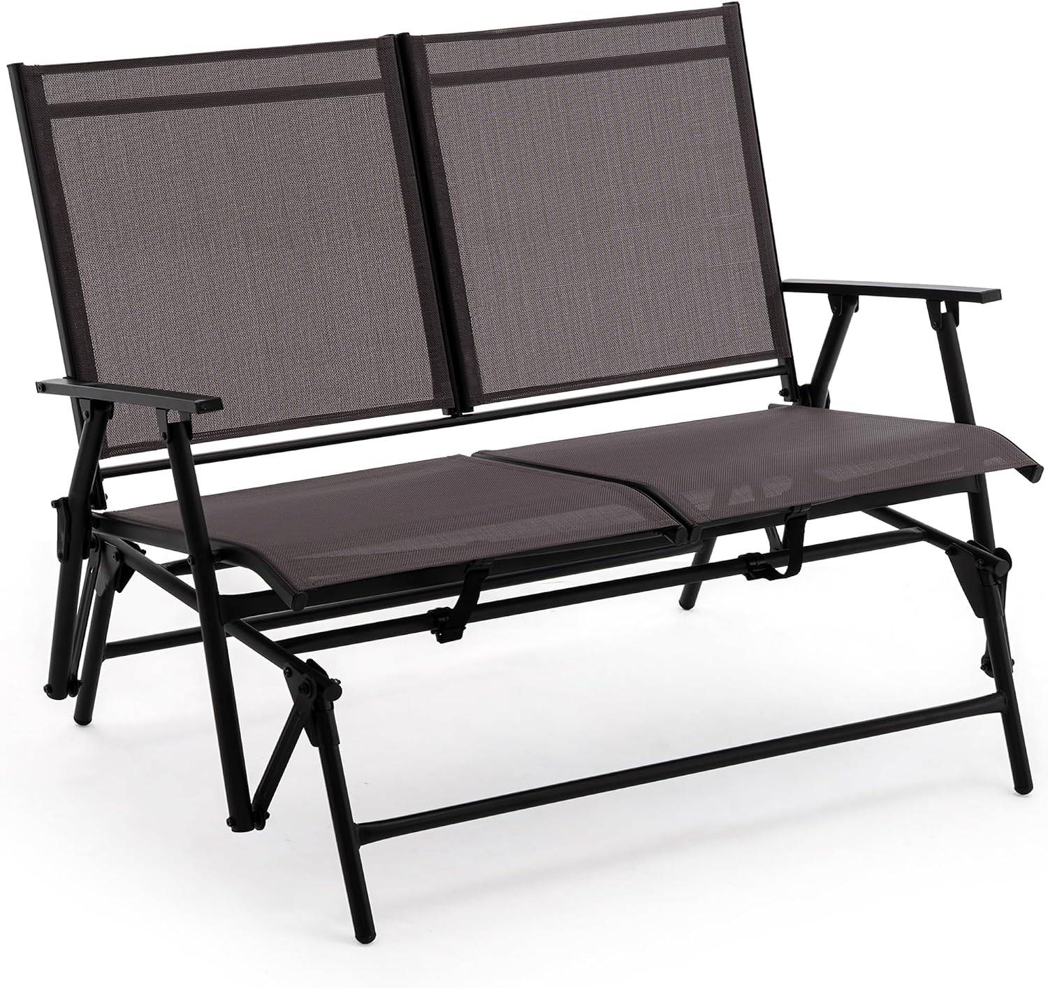 Zedachica 2-Person Outdoor Glider Bench No Assembly Required, Glider Loveseat for Outside Patio with Smooth Rocking, Patio Glider with Steel Frame for Porch Deck Backyard Garden (Loveseat, Darkgrey)