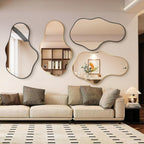 Bathroom Mirror for Over Sink-Gold Room Decor Wall Mirror 22"x 36" | Irregular Wall Mirror - Asymmetrical Abstract Mirror Unique for Bedroom, Living Room, Cloakroom, Entryway