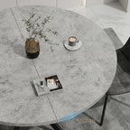 EROMMY Round Dining Table Set for 4, Modern Kitchen Table and Chairs with X-Shaped Table Legs & U-Shaped Thick Cushion, Wooden Dining Room Set for Dining Room Kitchen (Gray Table + 4 Gray Chairs)