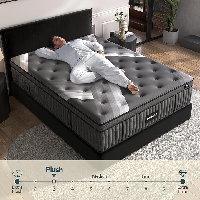 Queen Mattress - Lechepus 14" Plush Memory Foam Hybrid Mattress in Box with Individual Pocket Spring for Pressure Relief & Motion Isolation, Premier Comfort Sleep, Fiberglass Free & 180 Night Trail