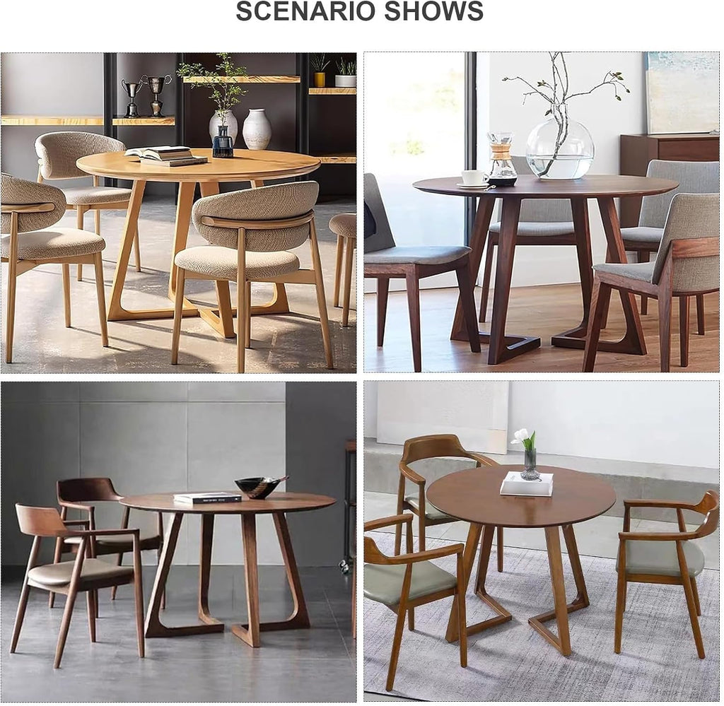 Round Dining Table for 4, Modern Farmhouse Kitchen Table,Small Circle Dining Tables with Wood Strip Base Round Conference Table for Small Spaces(Natural,35.4" L x 35.4" W x 29.5" H)