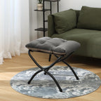 15"(H) Folding Ottoman, Set of 2, Foldable Footrest Stool, Small Foot Stool for Couch, Collapsible Foot Rest Ottoman for Sofa, Accent Padded Ottomans for Living Room, Bedroom, Dark Grey