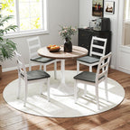 Giantex Dining Chairs, Wooden Armless Kitchen Chairs with Solid Rubber Wood Legs, Farmhouse Ladder Back Dining Chairs for Dining Room (2, White+Gray)