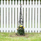 Garden Obelisk 40.5 Inch Metal Trellis for Climbing Plants - Sturdy Support for Rose Bushes & Tall Vines, Featuring Decorative Bird and Leaf Elements, Perfect for Garden Decor