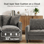 52'' Loveseat Sofa with Ottoman,Cloud Sofa Couch for Living Room | 27" Deep Seat & 2 Pillows, Modern Comfy Chenille Small Couch for Small Spaces, Apartment, Studio, Bedroom, Living Room
