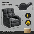 Pipishell Power Recliner Chair for Adults, One-Touch Synchronized Reclining, Oeko-TEX Chenille Fabric Electric Recliner with Remote USB Ports, Cup Holder & Side Pockets, for Living Room & Bedroom