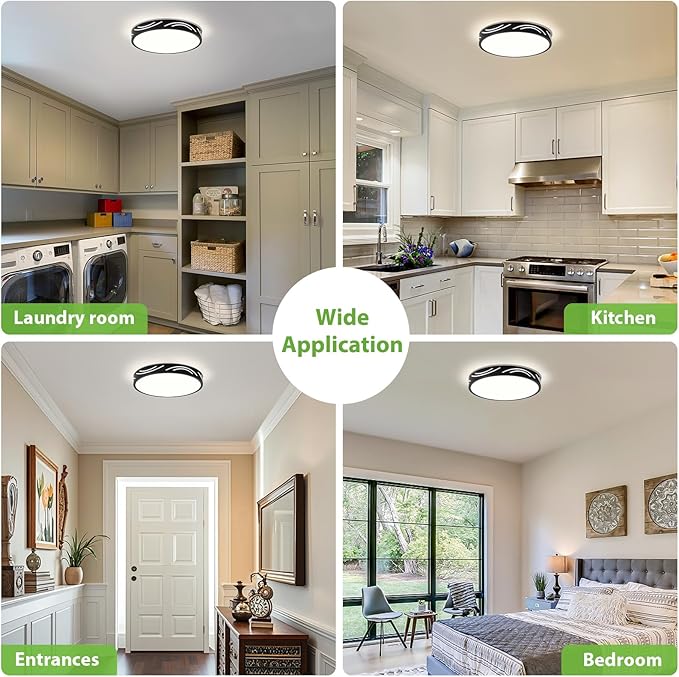 Modern Dimmable Ceiling Light Fixture,5CCT in One LED Flush Mount Kitchen Lights,Round Close to Ceiling Lamp for Hallway Entryway Bedroom Living Room Laundry Room Bathroom(Black,11.81 in,ETL Listed)
