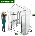 Greenhouse for Outdoors,Walk in 3-Tier 6 Shelves Green House w/ Roll-Up Zippered Door Anchors and Ropes,Waterproof & UV Protected Plant Garden Hot House for Garden Patio Backyard,57 x 57 x 76''