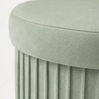 Relaxdays Velvet Stool with Storage Upholstered Foldable Height 38 x Depth 38 cm Round Side Stool Sage