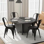 GIANTEX Metal Dining Chairs Set of 4, Stackable Armless Kitchen Side Chair with Detachable Backrest & PU Leather Padded Seat, Modern Dinette Chairs for Dining Room, Cafe, Restaurant, Bar (Black)