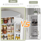 IRONCK Corner Cabinet, 72" Farmhouse Pantry Storage Cabinet, White | 6 Tiers Kitchen Pantry with 2 Adjustable Shelves, 240° Swivel Doors and Storage Rack for Kitchens, Dining rooms, Living rooms