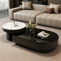 Contemporary Chic Sintered Stone Nesting Coffee Table Set of 2 with Drawer | Mesa de Centro para Sala with Storage, Multi-Purpose Accent Center Table for Living Room & Office(A,100cm/39.4in)