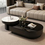 Contemporary Chic Sintered Stone Nesting Coffee Table Set of 2 with Drawer | Mesa de Centro para Sala with Storage, Multi-Purpose Accent Center Table for Living Room & Office(A,100cm/39.4in)