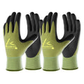 COOLJOB 2 Pairs Gardening Gloves for Women and Men, Bamboo Working Gloves Touchscreen, Grippy Nitrile Rubber Coated Work Gloves, Green/Black, Large Size (2 Pairs L)