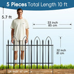 Garden Fence 32 inch H x 24 inch W (5 Panels, Total 10 feet), Metal Decorative Border Folding Fence, Landscape Fencing for Dog, Flower Bed, Yard, Animal Barrier