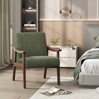 Yaheetech Accent Chairs, Mid-Century Corduroy Fabric Armchairs, Dark Green | Corduroy Chair with Solid Wood Legs, Cozy Reading Leisure Chair for Living Room, Bedroom, Waiting Room